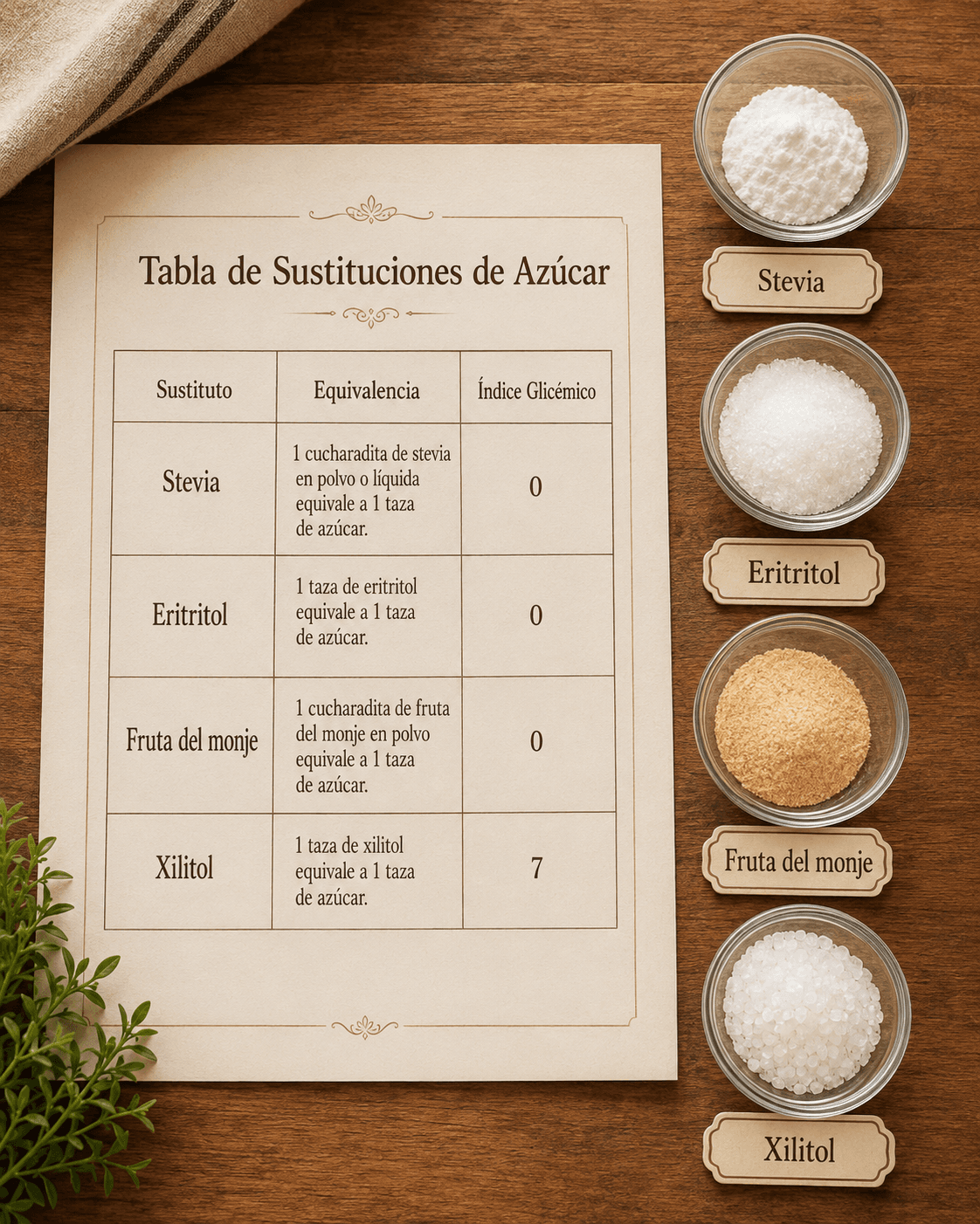 Tabla de Sustituciones de Azúcar