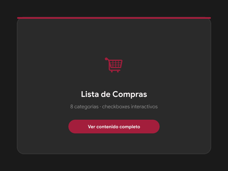 Vista previa de la lista de compras
